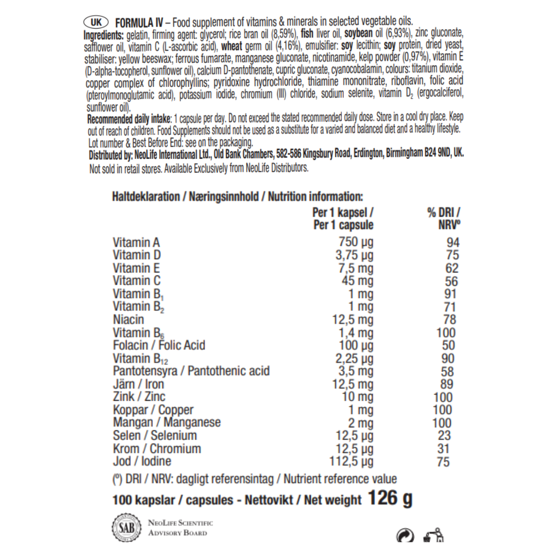 Formula 1V Food Supplement